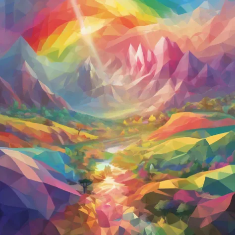 Radiant Resonance: A Meditative Rainbow Journey. A serene and vibrant landscape where light and consciousness intersect. As you gaze upon a majestic rainbow, allow its colors to resonate with your inner world, illuminating the depths of your being.