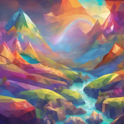 Radiant Resonance: A Meditative Rainbow Journey. A serene and vibrant landscape where light and consciousness intersect. As you gaze upon a majestic rainbow, allow its colors to resonate with your inner world, illuminating the depths of your being.