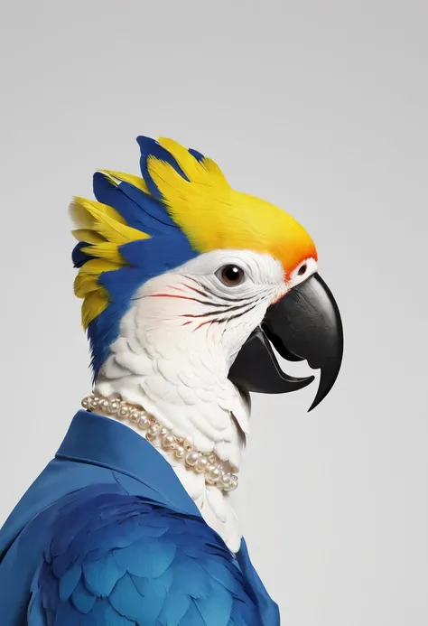 A parrot with a pearl earring, vermeer style, 12K, high quality, HD, octane render