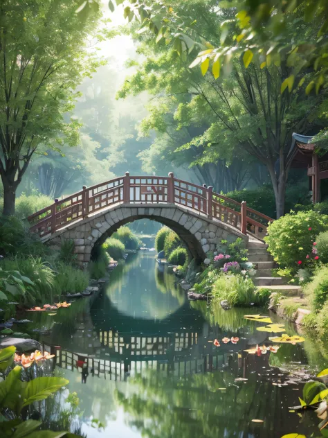 tmasterpiece，Best quality at best，Extremely beautiful reflection，The best reflections。（Very detailed CG unity 8k wallpaper），（Best quality at best），（The best illustrations），（The best shadow），cute animal，Quiet Jiangnan water town，Supai architecture，Beautiful...