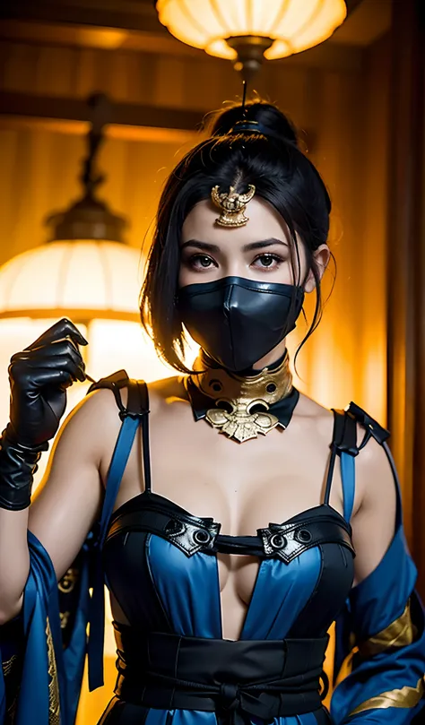 (Foto de alta qualidade, ultra realista, 8k, personagem do jogo MORTAL KOMBAT), Mileena super bela com seu traje roxo, foto tirada de perto, normal hands, dedos detalhados, obra-prima, (realista 8k, foto-realista: 1.37), realista detalhado, 1girl, cabelo l...