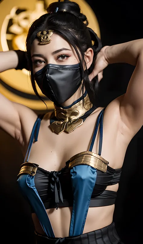 (Foto de alta qualidade, ultra realista, 8k, personagem do jogo MORTAL KOMBAT), Mileena super bela com seu traje roxo, foto tirada de perto, normal hands, dedos detalhados, obra-prima, (realista 8k, foto-realista: 1.37), realista detalhado, 1girl, cabelo l...