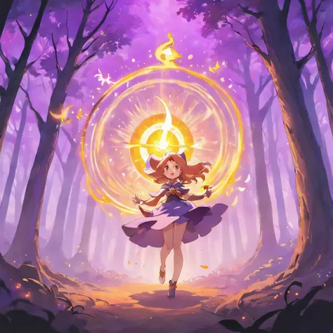 "(best quality, highres, ultra-detailed), The goddess casting mystical glowing spells in a haunted forest, orange and purple hues, portraits, vivid colors, extreme detail description, sharp focus, physically-based rendering, studio lighting, horror, witch,...