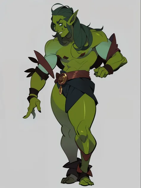 character concept adopt, 1female cute troll, green skin , fullbody ((Dwarf, short stature))