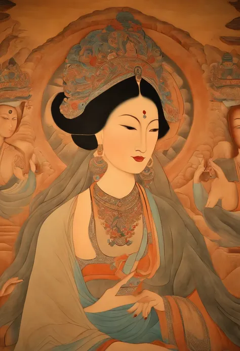 Dunhuang Mogao Cave mural，Modern woman