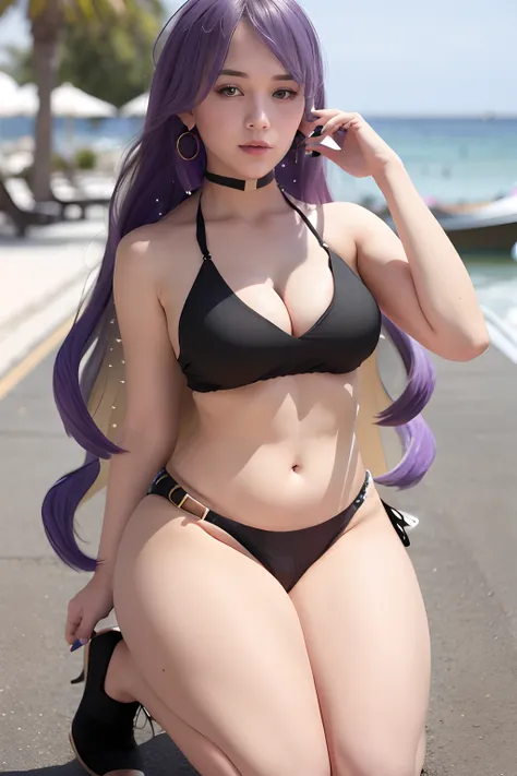 Bigboobs,bikini,thicc,purple hair