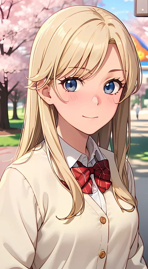 ((masterpiece, best quality, highres, UHD, perfect pixel, depth of field, 4k, RTX, HDR))), 1girl, single, solo, beautiful anime girl, beautiful artstyle, anime character, ((long hair, parted bangs, blonde hair)), ((blue eyes:1.4, rounded eyes, realistic ey...