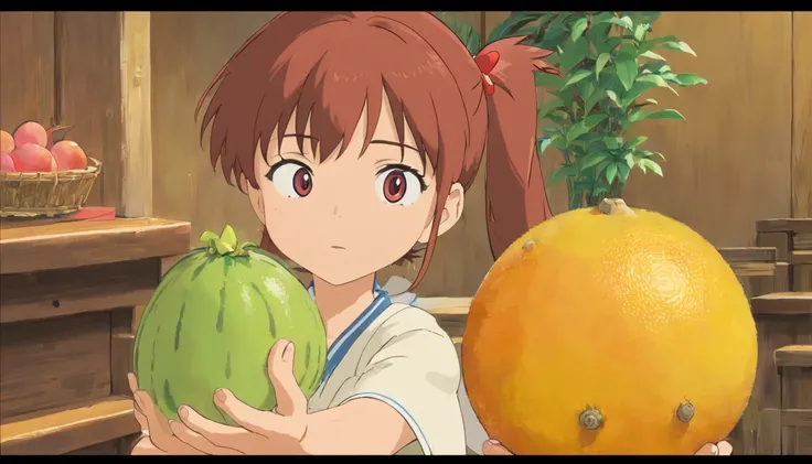 [Scene: Cousin’s request] The camera zooms in on the cousin, animatedly tugging at the protagonist’s arm, insisting they go and buy pomelos. Her face displays a mix of curiosity and eagerness as she expresses her desire to try this exotic fruit.