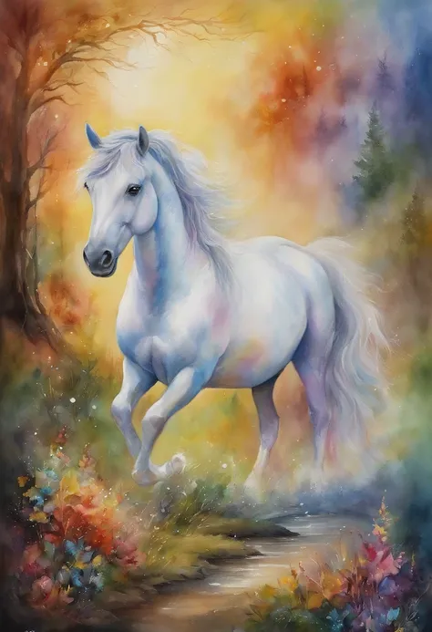 Once upon a time, in a land of enchantment, there lived a magnificent unicorn named Sparkle. Sparkle was no ordinary unicorn，rainbow，((Masterpiece)), ((Best quality)), 8K, high detal, Ultra-detailed