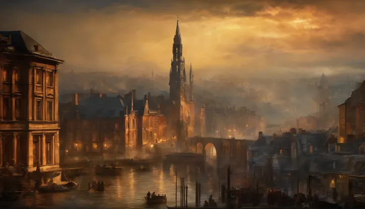 1900s cityscape in turner style