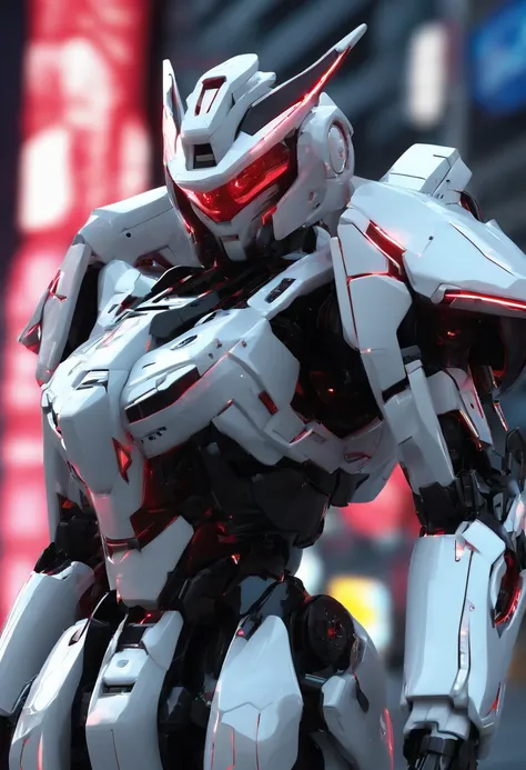 Gundam Mech , Feminine body line，Light equipment，Delicate structure，Science fiction, Front view，Combat stance,Coming to the viewer，Fighting figure， Sense of technology, C4D, OC Renderer, Unreal Engine, high detailing, industrial design, 8K HD, studio light...