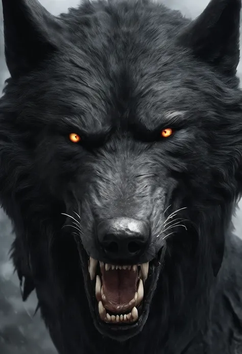 werewolf gigantic black humanoid wolf.