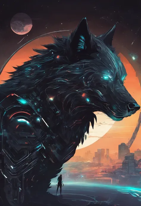 werewolf gigantic black humanoid wolf.