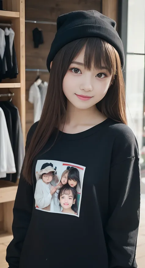 (top-quality、​masterpiece:1.2)、Best Quality、realisitic、photoshot、hight resolution、1080p、8K、Textured skin、Physical Rendering、1 Japan Girls、a junior high school student、kawaii、Young Face、Rolled hair、(Apparel Shop:1.5)、Autumn outfit、Katyusha、full of shyness、s...