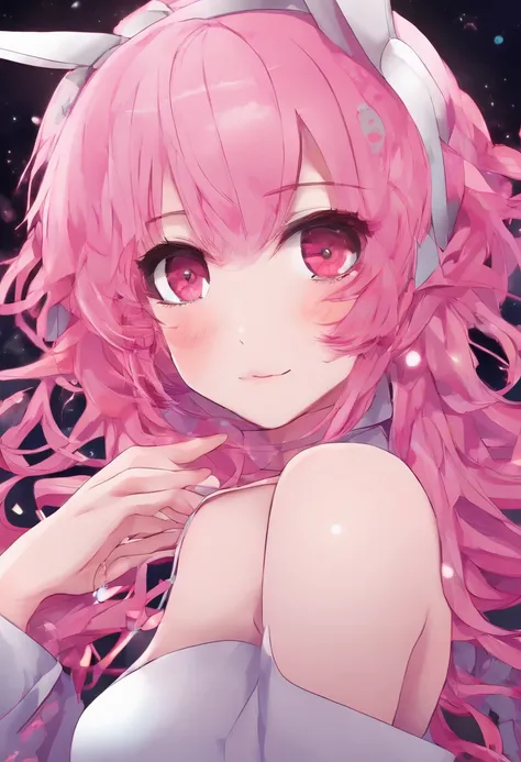 Cute sexy girl, Pink hair, A bunny girl, Ultra photo realsisim, Detailed lighting, anime big breast, possessed