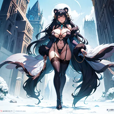 Fantasy Theme // gigantic boobs // alone Pretty woman // full body // lingerie // beast woman - bear