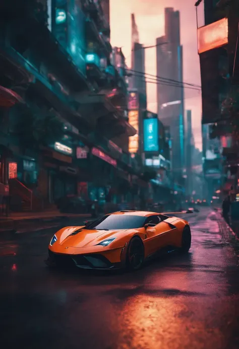 Background cyberpunk with sports car