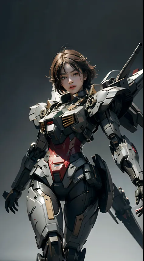 Textured skin, Super Detail, high details,  Best Quality, hight resolution, 1080p, hard disk, a beauty、She wears a futuristic Gundam mecha(Gundam)