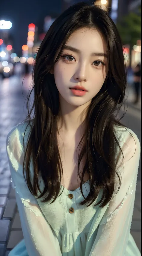 (best quality,16K,highres,masterpiece:1.2),ultra-detailed,(realistic,photorealistic,photo-realistic:1.37),Korean fashion beauties,cute and innocent,detailed eyes and face,beautiful detailed lips,long eyelashes,(lovely,charming:1.1),colorful street backgrou...