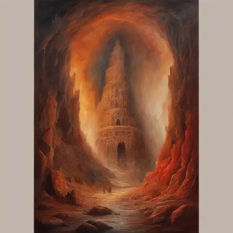 Who suffers in the pit of hell々Realistic 8K oil painting of Dantes Inferno-inspired artwork