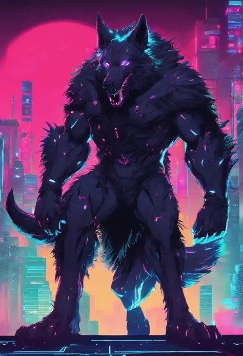 werewolf gigantic black humanoid wolf.