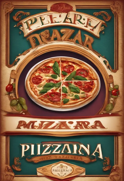 logo marca, pizzaria, pizza, design, 3D