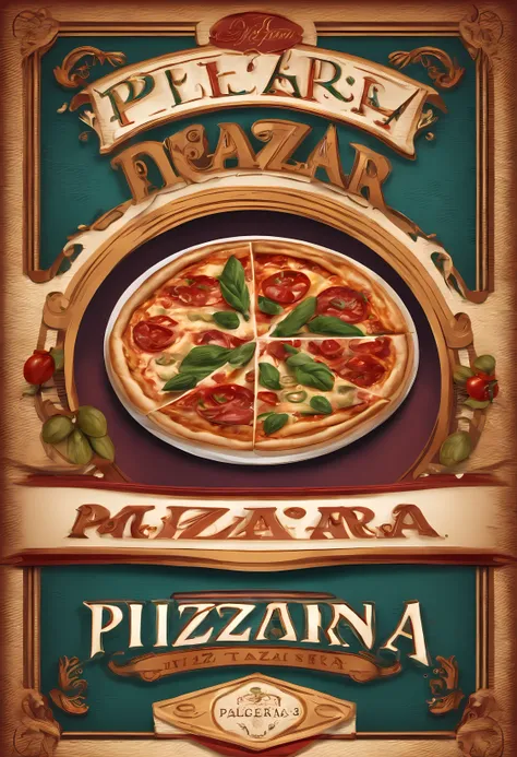 logo marca, pizzaria, pizza, design, 3D