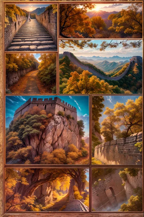 autumnal，eventide，the great wall，Scenic beauty