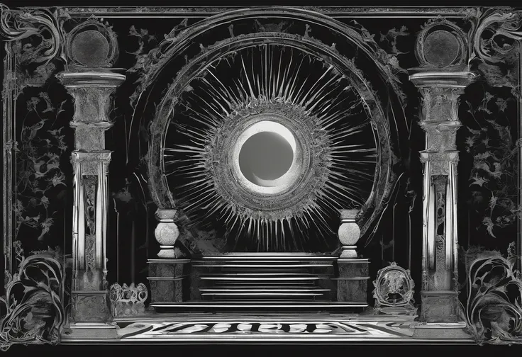 On the black throne is a black sun