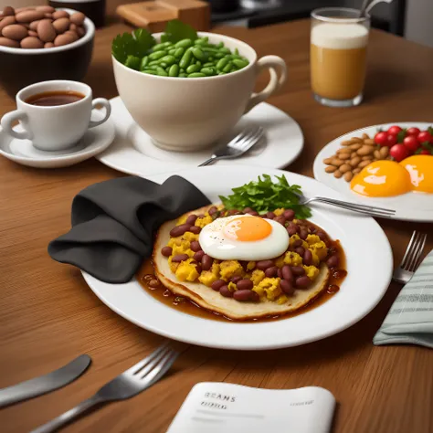 Beans appear on the table in the breakfast scene