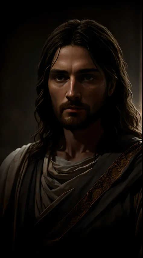 JESUS CHRIST DARK PHOTO: realistic epic, soft cinematic portrait, adobe lightroom, photographic lab, highly detailed, faded, (neutral colors: 1.2), (hdr: 1.4) , (soft colors:1.2), hyperdetailed, (artstation:1.4), cinematic, warm lights, dramatic light, (in...