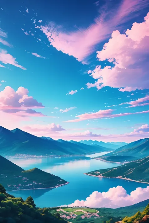 beautiful kawaii sky landscape,