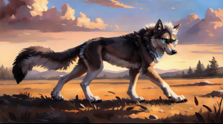 ((Solo)), male people, coyote, (Multi-colored fur, White-brown:1.3), ((Wolf face, White hair, Big eyes, White eyelids, Blue pupil, Slim:1.2) (Tough, Calm expression:1.2)), Abs, Slim, pinging)), (Correct anatomy), A big tail，Feet，Longer torso，(Realistic fur...