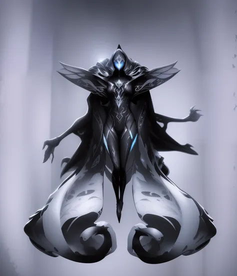 A black and white photo of a demonic creature with wings, arte conceitual demon soul, rsrs, demon noble character design, Arte conceitual escura de alto contraste, symmetric concept art, fanart detalhada do warframe, fanart warframe de alta qualidade, conc...