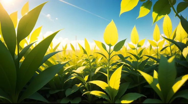 Young greenery growing in the sun.