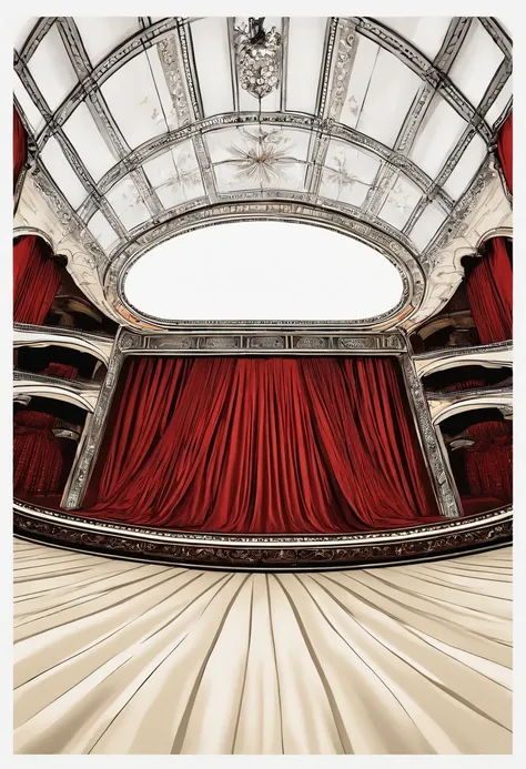 um palco de teatro de desenhos animados com uma tela e cortinas vermelhas, fundo do palco, palco de teatro, Palco vazio, palco, ballroom background, Palco de teatro, filmagem de um palco de teatro, background is white, dance hall background, stage lighrt, ...