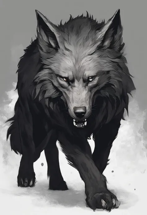 werewolf gigantic black humanoid wolf.