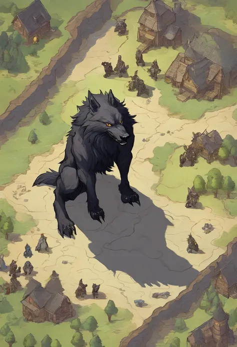 werewolf gigantic black humanoid wolf.