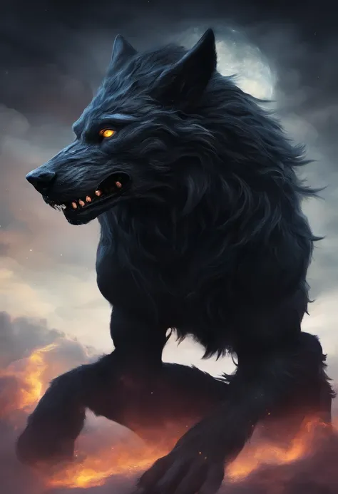 werewolf gigantic black humanoid wolf.