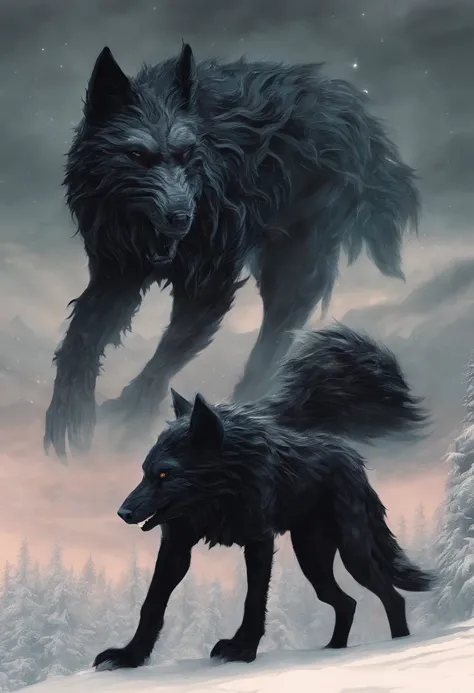 werewolf gigantic black humanoid wolf.