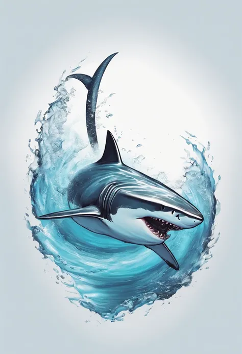 /imagine prompt: Shark illustration for a logo with a white background, em negrito estilo de contorno, Estilo de startup de tecnologia, sombreamento claro --v 5.2