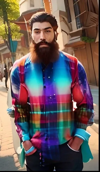 Background change with colours, full beard and nice face