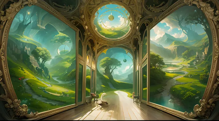 High quality,Ultra-detailed,Photorealistic:1.37,Masterpiece:1.2,A mirror beyond reality,Incredible reflections,Phantom World,Size mixing,Ethereal landscape,mysterious creature,Magical surrealism,Dreamlike atmosphere,Exceptional colours,A shift in perspecti...