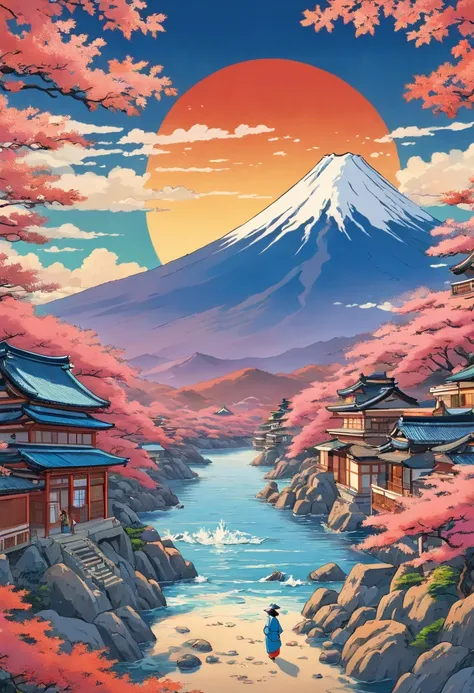 ukiyoe painting　Katsushika Hokusai　Mare　Mt fuji