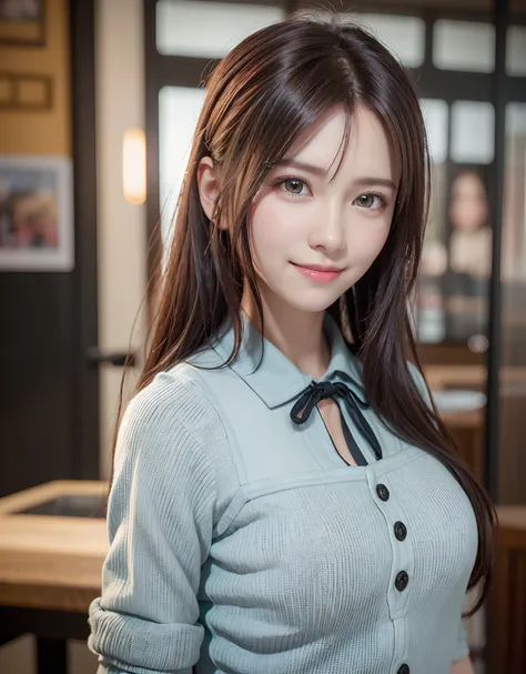 top-quality、8K Masterpiece、超A high resolution、(Photorealsitic:1.3)、Raw photo、女の子1人、The hairstyle is tied at the back、glowy skin、Cafe Clerk、Stylish、Cute apron、((super realistic details))、portlate、globalillumination、octan render、in 8K、ultrasharp、highly intri...