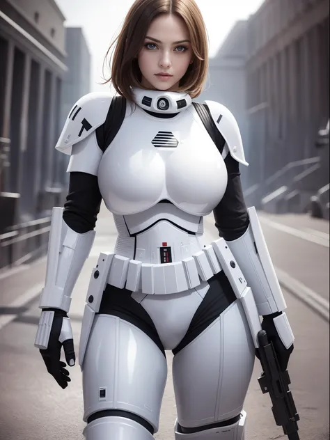 sexy masterpiece, best quality, highest quality, high definition, highly detailed, 8K, female stormtrooper in armor, athletic and fit body, naughty, perfect hands, detailed hands, perfect eyes, detailed eyes, flirty, sexy, naughty, posing, hands and arms a...