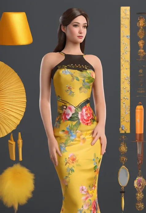 Tailor by profession，Fashion dress-up，Full body standing painting，3D立体，Detailed textures，High definition