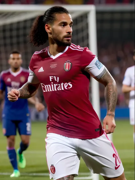 Homem Soccer Player de cabelo rosa com tatuagens, in Milan