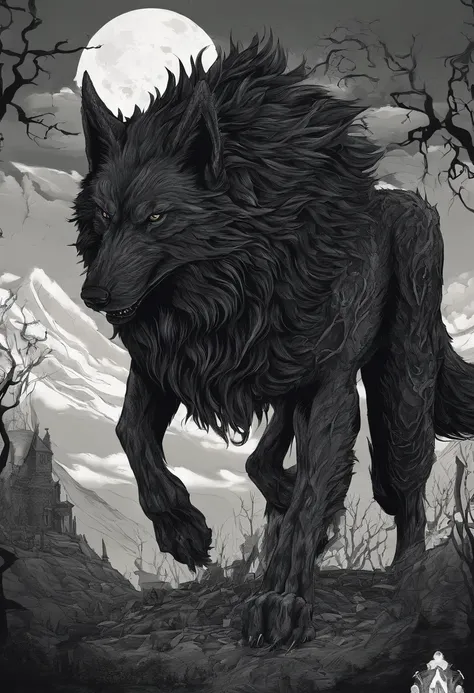 werewolf gigantic black humanoid wolf.