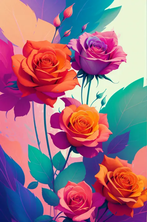 wtrcolor style,​masterpiece,Rainbow Rose, 4K highly detailed digital art, cute detailed digital art, 4k detailed digital art, detailed painting 4 k, beautiful art uhd 4 k, Beeple and Jeremiah Ketner, beautiful digital works of art, intricate digital painti...